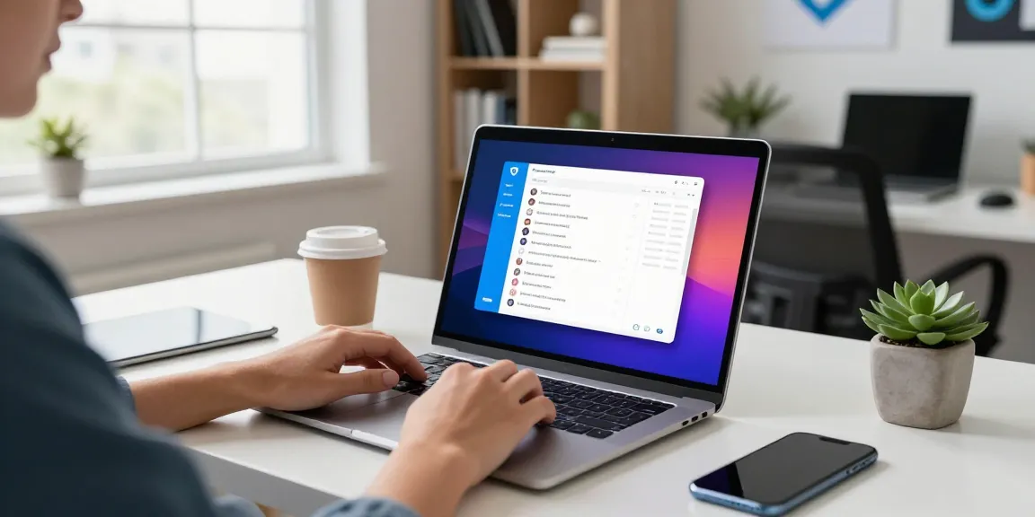 Engaging workspace using Telegram Web Version on a sleek laptop, showcasing productivity and technology.