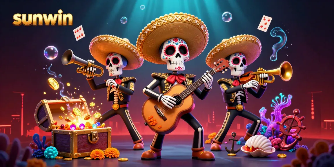 Experience exciting gameplay at sunwin with vibrant characters, treasures, and casino elements.