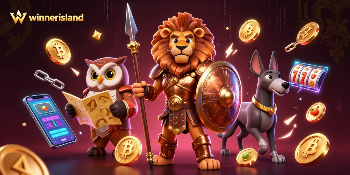 Experience winning gameplay with Winnerisland's vibrant 3D casino elements and strategic characters.
