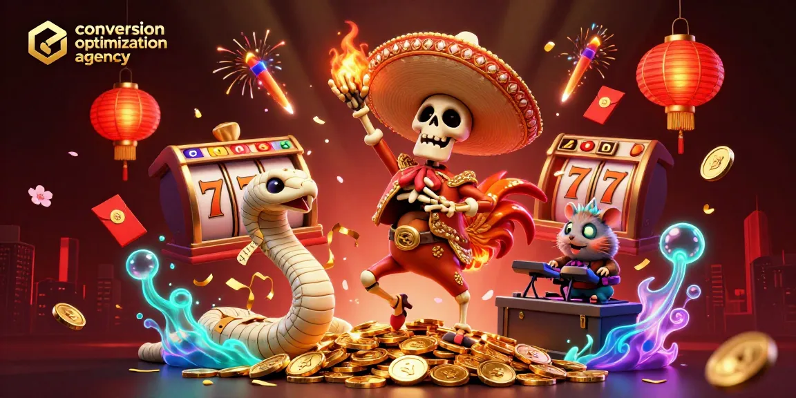 Engage with the best conversion optimization agency through a vibrant casino carnival showcasing winning moments.