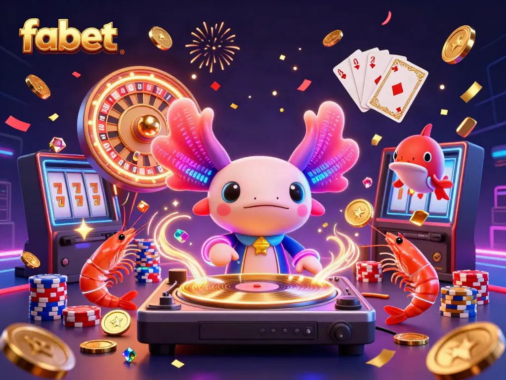 Experience fabet excitement with a neon-themed underwater casino scene featuring a DJ axolotl, dancing shrimp, and dynamic game elements.